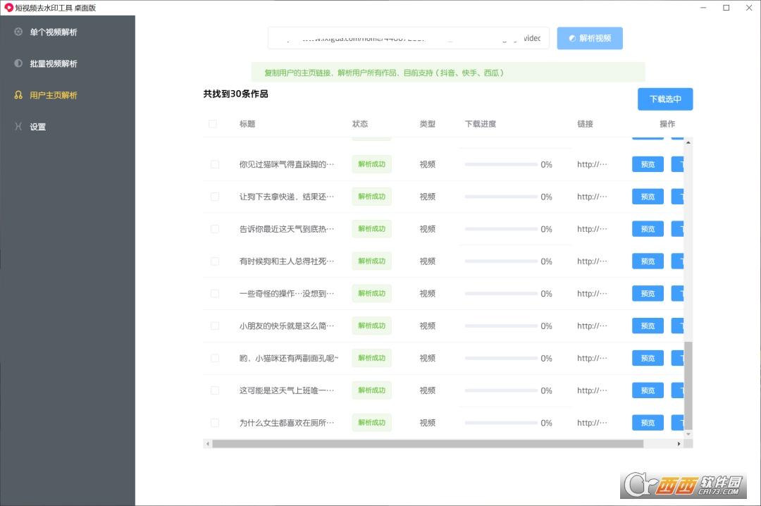 抖音快手西瓜视频,一键水印,视频解析.